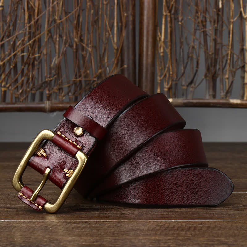 oliver | leather belt with copper buckle