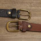 samuel | embossed leather belt with brass buckle
