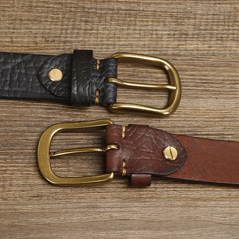 samuel | embossed leather belt with brass buckle