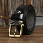 oscar | embossed leather belt with single prong buckle