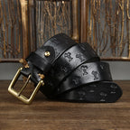 oscar | embossed leather belt with single prong buckle