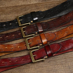 oscar | embossed leather belt with single prong buckle