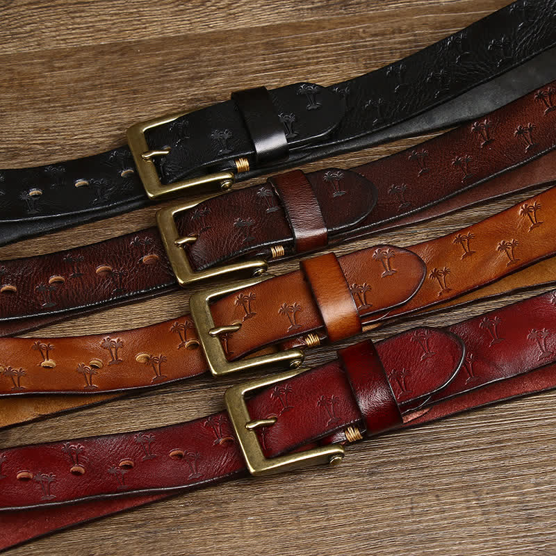 oscar | embossed leather belt with single prong buckle