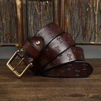 oscar | embossed leather belt with single prong buckle