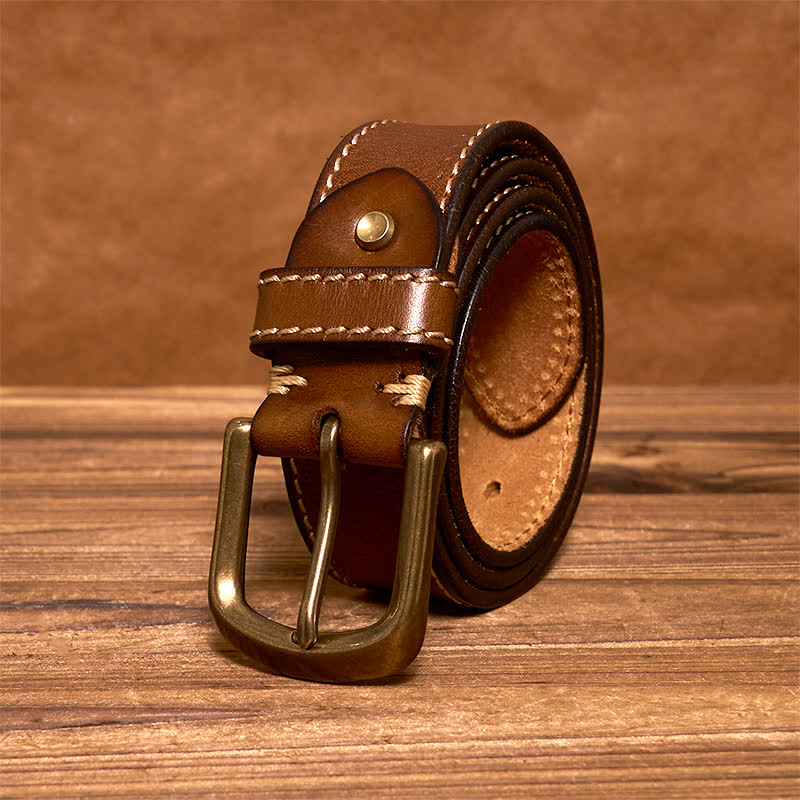oliver | leather belt with contrast stitching stone