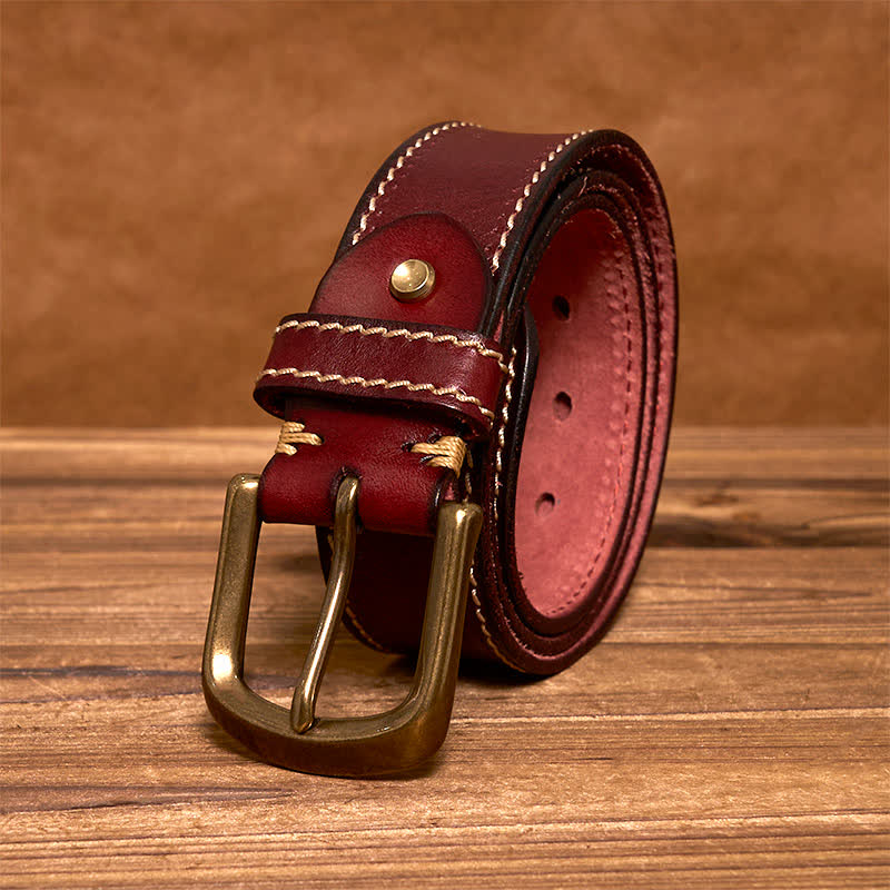 oliver | leather belt with contrast stitching cognac