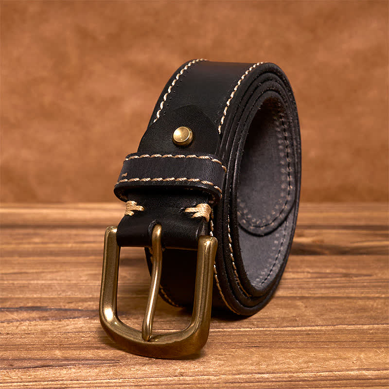 oliver | leather belt with contrast stitching black