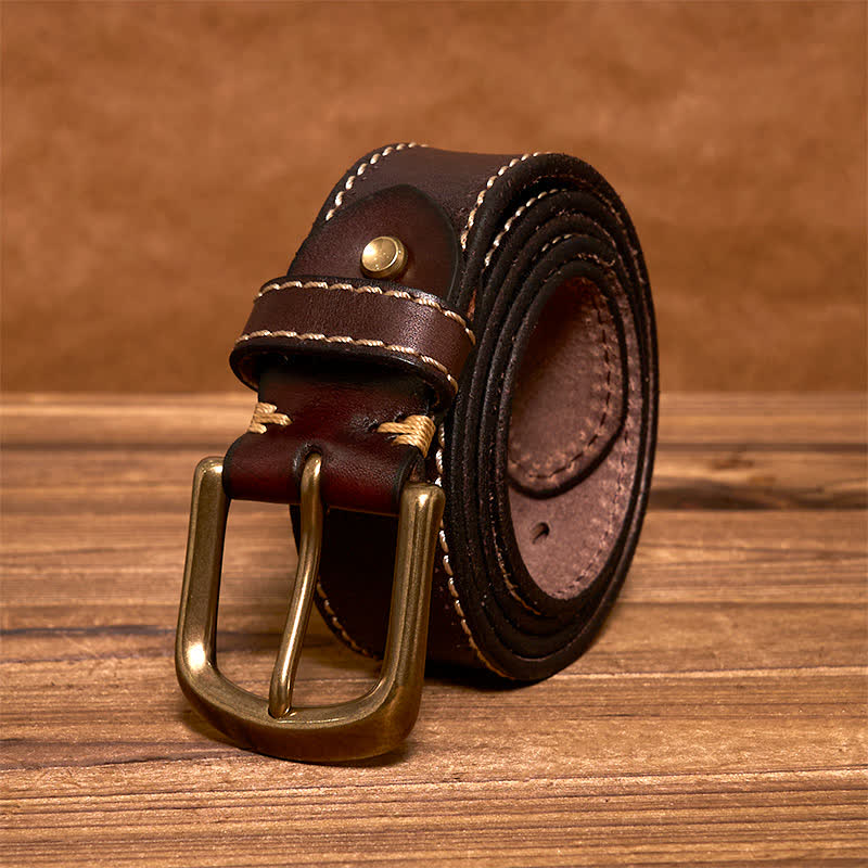 oliver | leather belt with contrast stitching tan