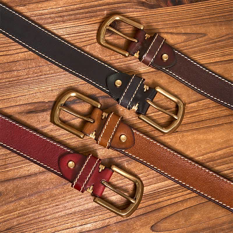 oliver | leather belt with contrast stitching