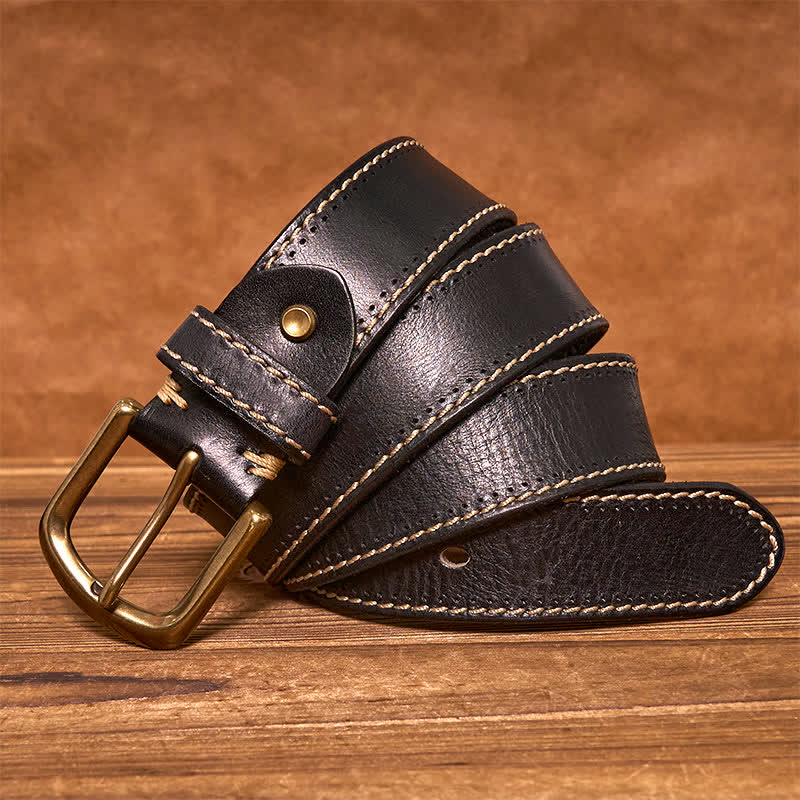oliver | leather belt with contrast stitching