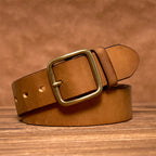 oliver | leather belt with brass square buckle tan