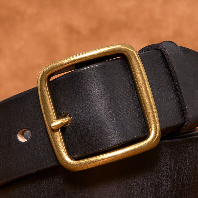 oliver | leather belt with brass square buckle