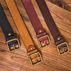 oliver | leather belt with brass square buckle