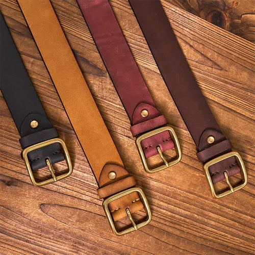oliver | leather belt with brass square buckle