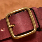 oliver | leather belt with brass square buckle