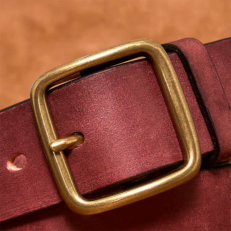 oliver | leather belt with brass square buckle