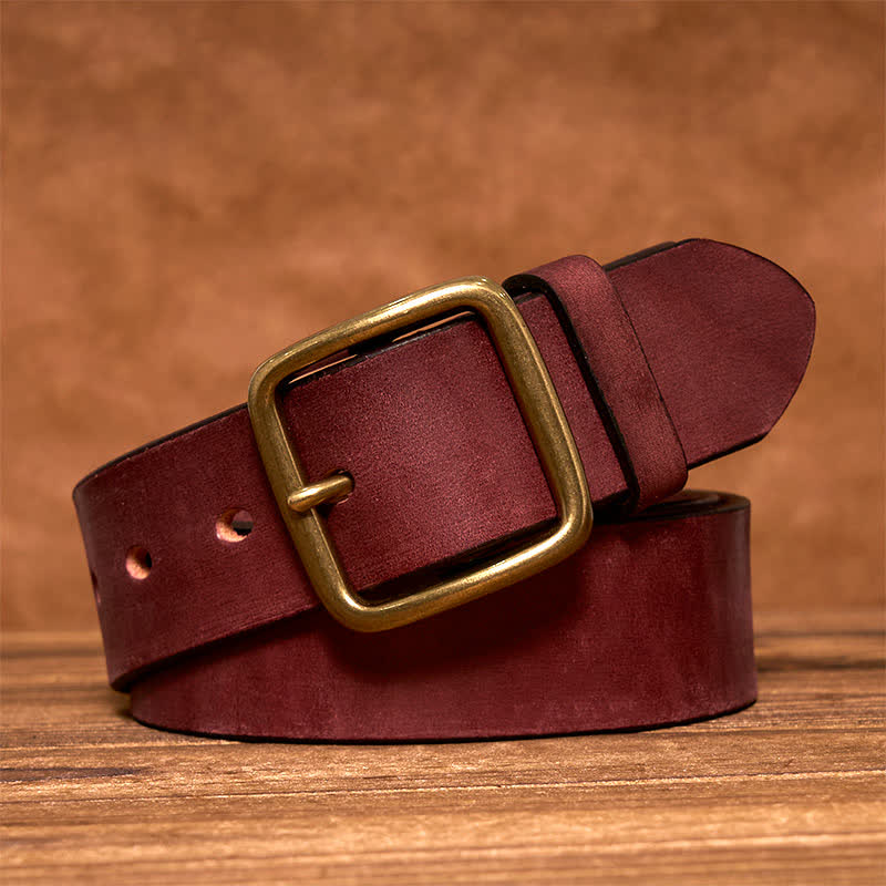 oliver | leather belt with brass square buckle burgundy