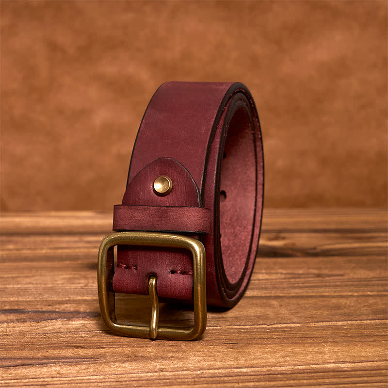 oliver | leather belt with brass square buckle