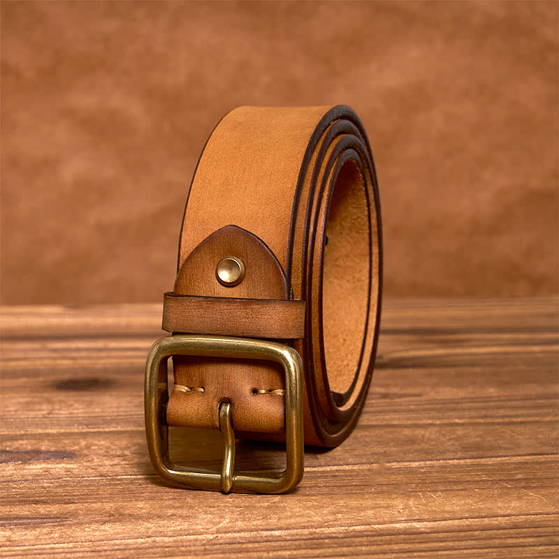 oliver | leather belt with brass square buckle