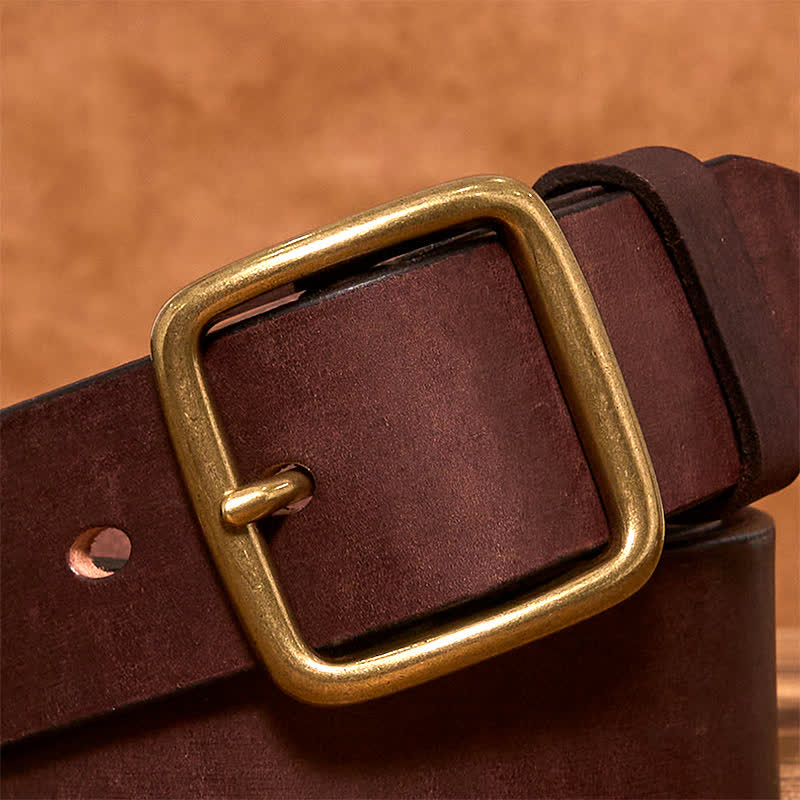 oliver | leather belt with brass square buckle