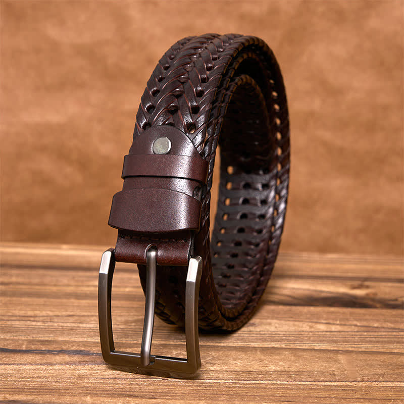 oliver | men's braided leather belt dark coffee