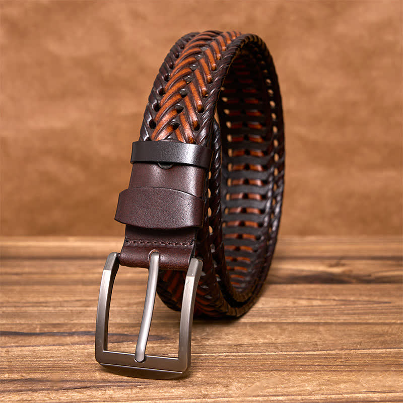 oliver | men's braided leather belt brown & coffee