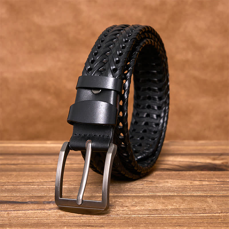 oliver | men's braided leather belt black