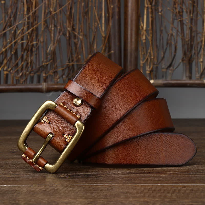 oliver | leather belt with copper buckle