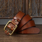 oliver | leather belt with copper buckle