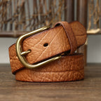 samuel | embossed leather belt with brass buckle