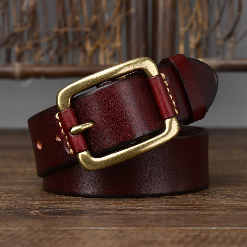 oliver | leather belt with copper buckle