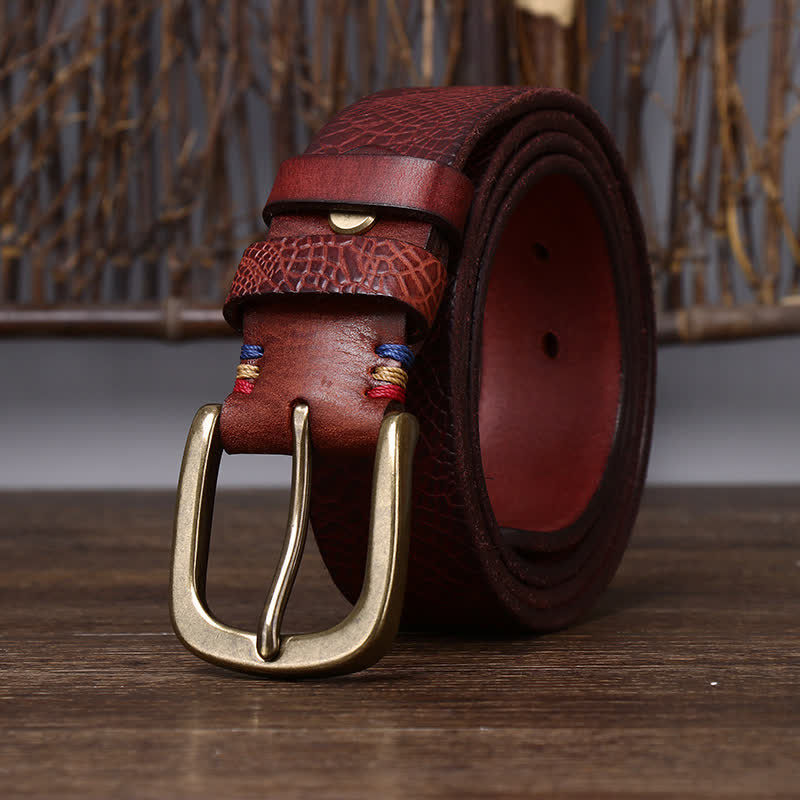 oscar | men's snakeskin grain leather belt cognac