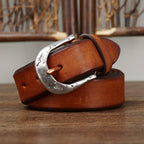 oliver | classic leather belt with carved buckle