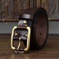 oliver | leather belt with copper buckle brown