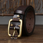 oliver | leather belt with copper buckle brown