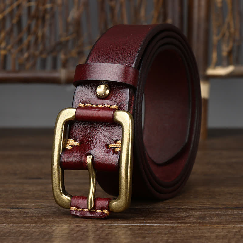 oliver | leather belt with copper buckle reddish brown