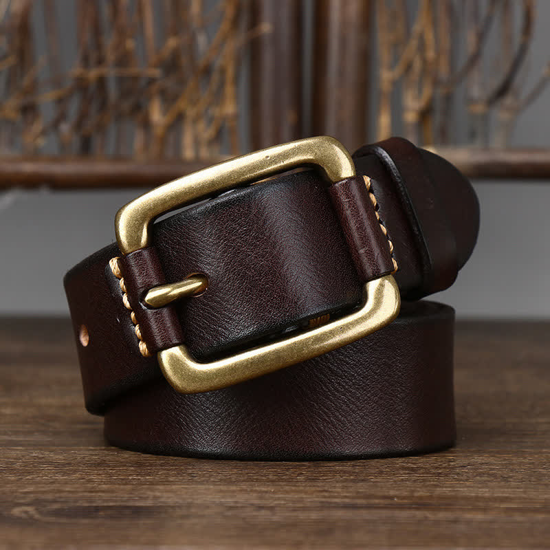 oliver | leather belt with copper buckle