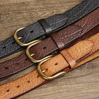 samuel | embossed leather belt with brass buckle
