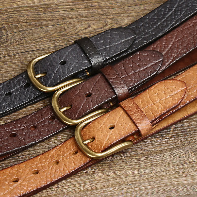 samuel | embossed leather belt with brass buckle