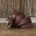 samuel | embossed leather belt with brass buckle