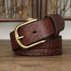 samuel | embossed leather belt with brass buckle