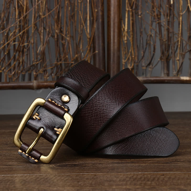 oliver | leather belt with copper buckle