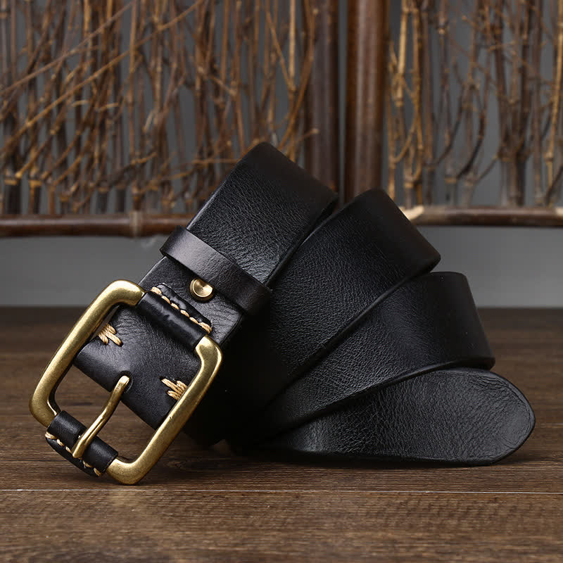 oliver | leather belt with copper buckle