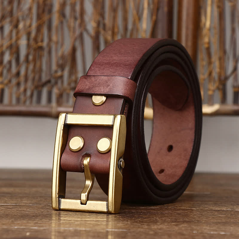 oscar | men's stud detail leather belt brown
