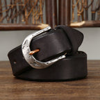 oliver | classic leather belt with carved buckle