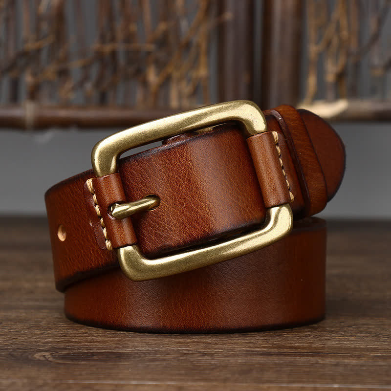 oliver | leather belt with copper buckle