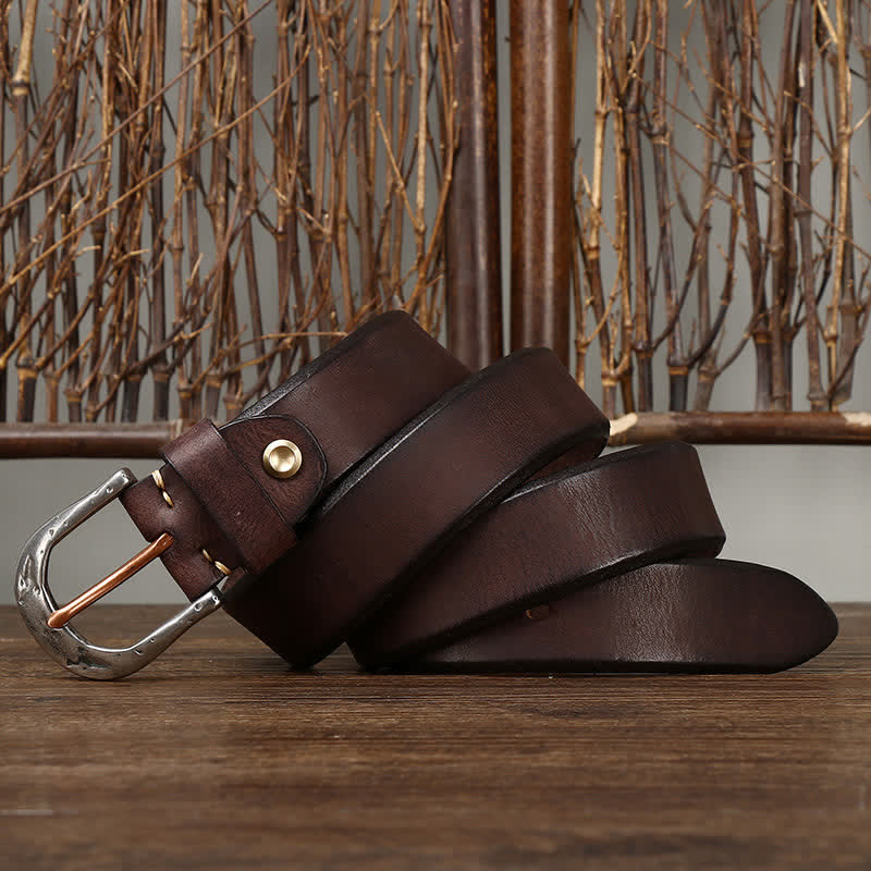 oliver | classic leather belt with carved buckle