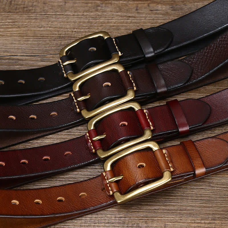 oliver | leather belt with copper buckle