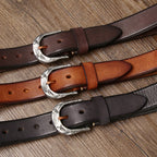oliver | classic leather belt with carved buckle