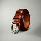 Oliver | Smooth Leather Belt with Brass Buckle